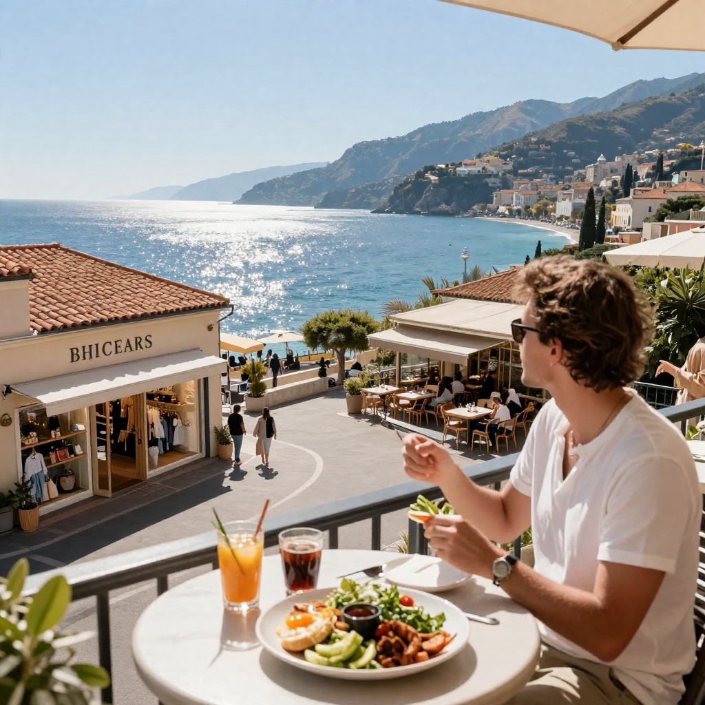 A scenic coastal viewpoint beside a friendly outdoor café for a balanced day out